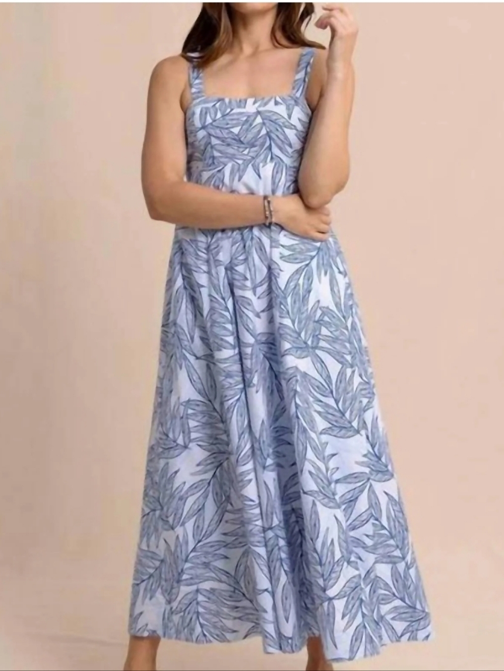 NWT Southern Tide Leighton Blue Palms Seersucker Tie Back Maxi Dress - Size S